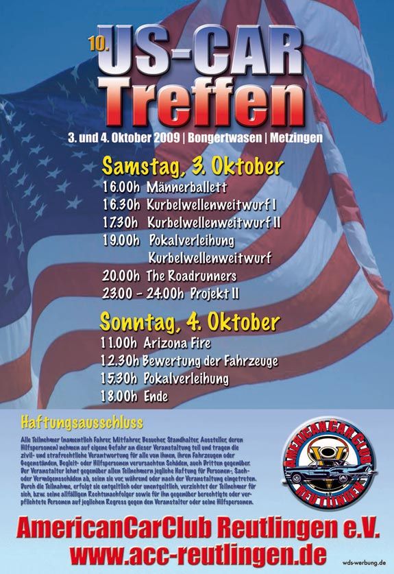 10. US-Car Treffen des ACC Reutlingen e.V.: Veranstaltungs-Programm Seite 1